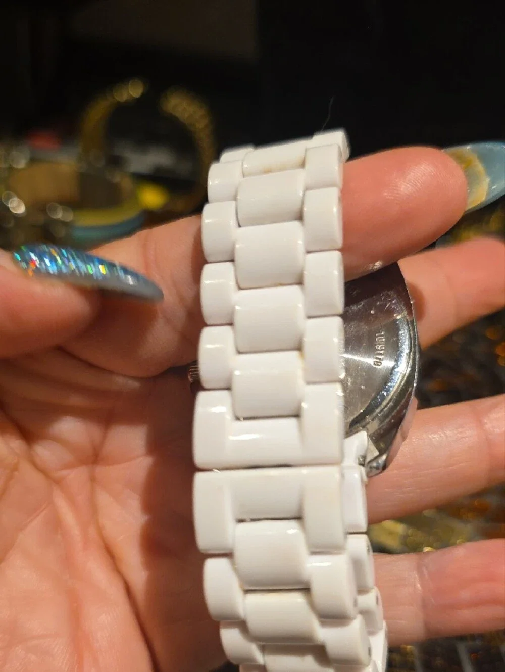 Anne Klein White and Silver Crystal-Accent Women's Watch